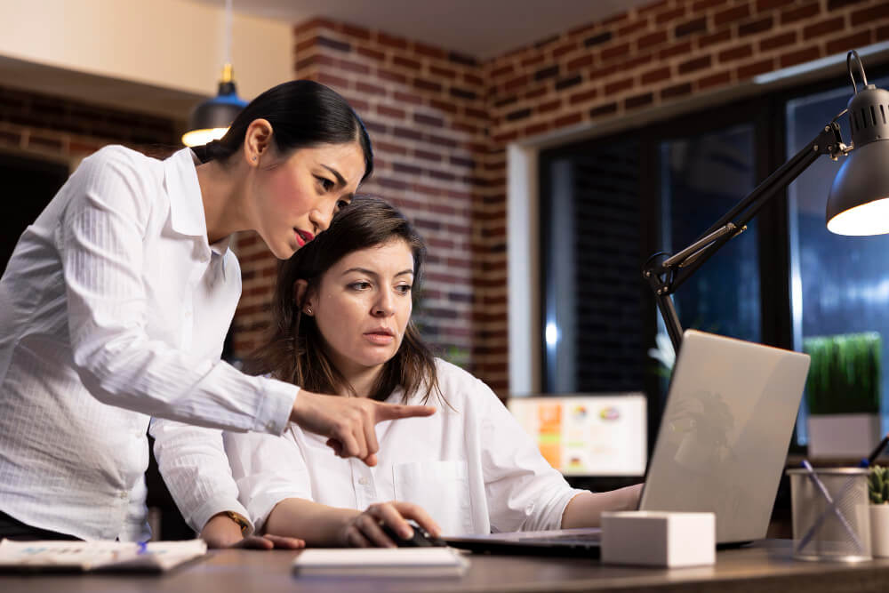 Offshore accounting team reviewing client financial records